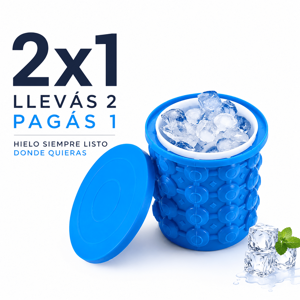 Hielera de Silicona Azul 2x1